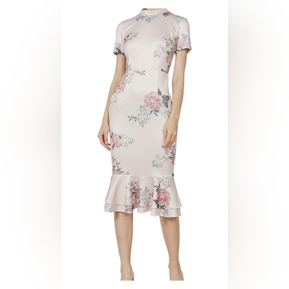 mds mermaid bodycon dress in blush floral size M